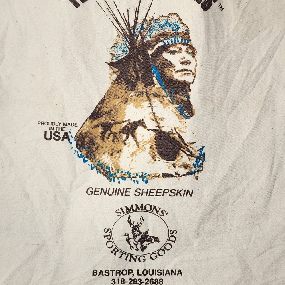 Vintage TeePee Creepers Tote Bag Sheepskin Native American Chief Louisiana Rare - Picture 4 of 6